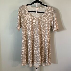 LuLaRoe Taupe Patterned Tunic